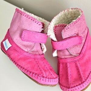 Robeez Galway Cozy Soft Sole Pink Moccasin Boots Sherpa 18-24m
